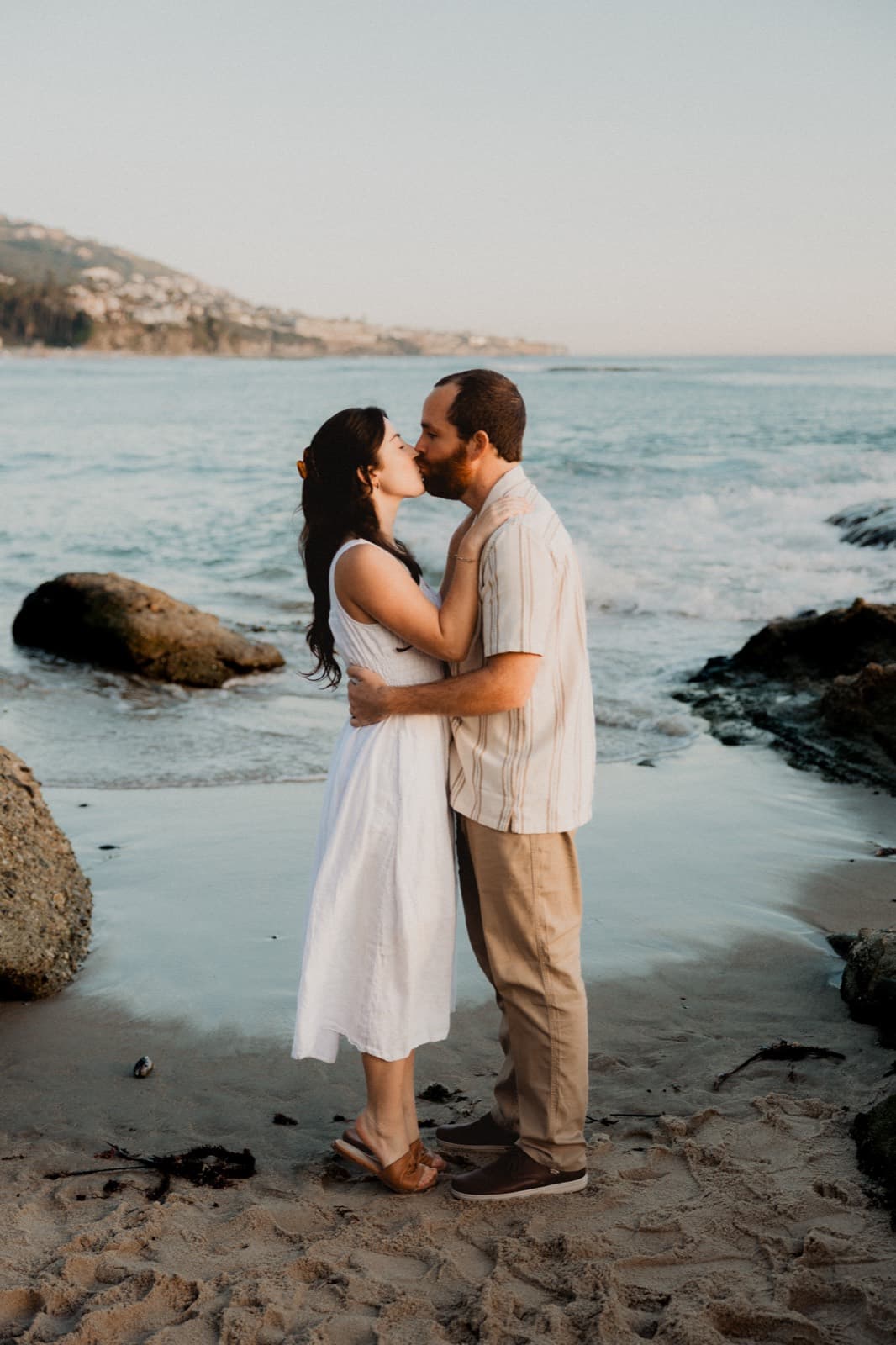 Engagement session at the beach — Southern California couple at golden hour
