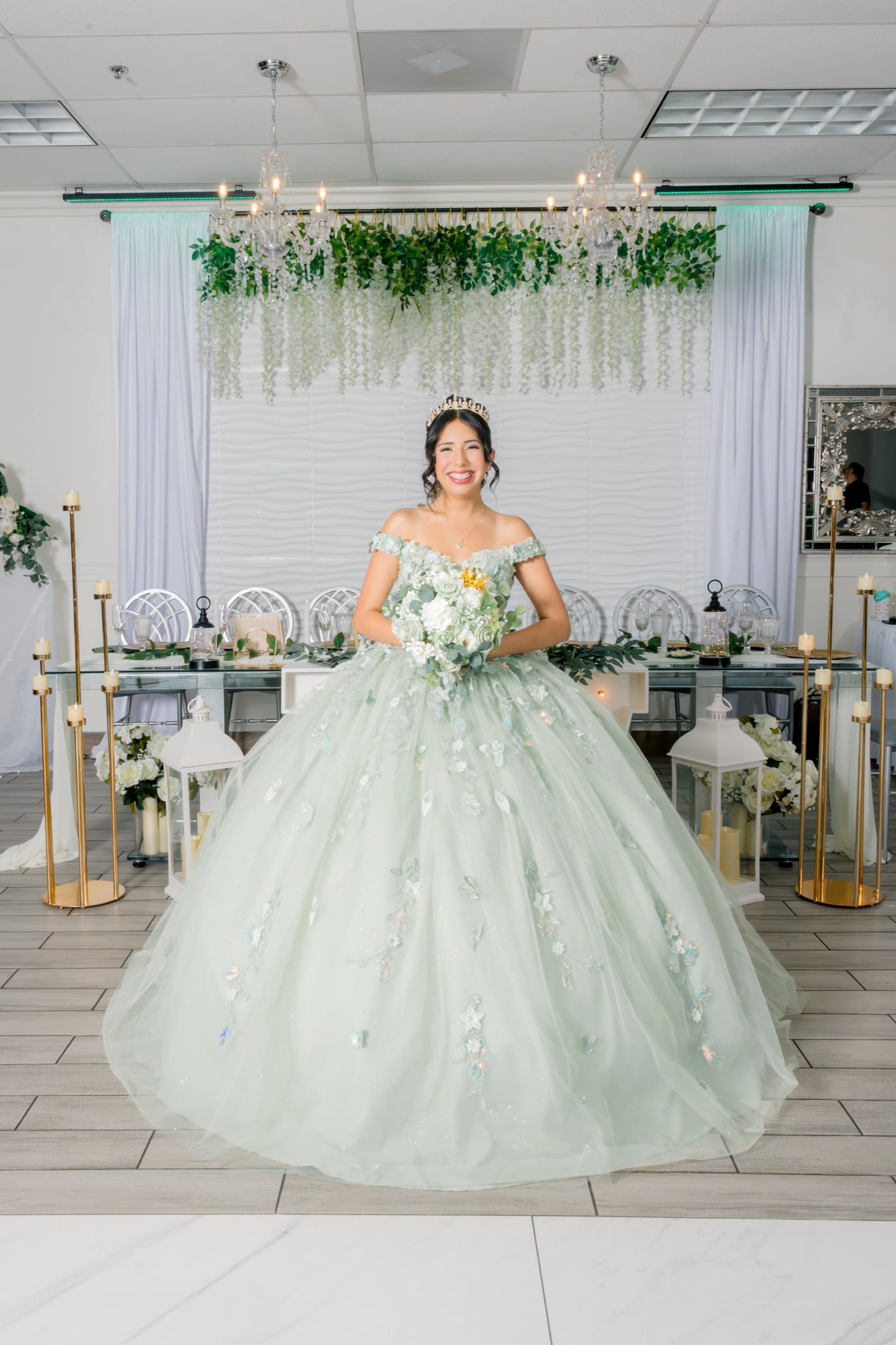 Quinceañera — Erika in mint gown