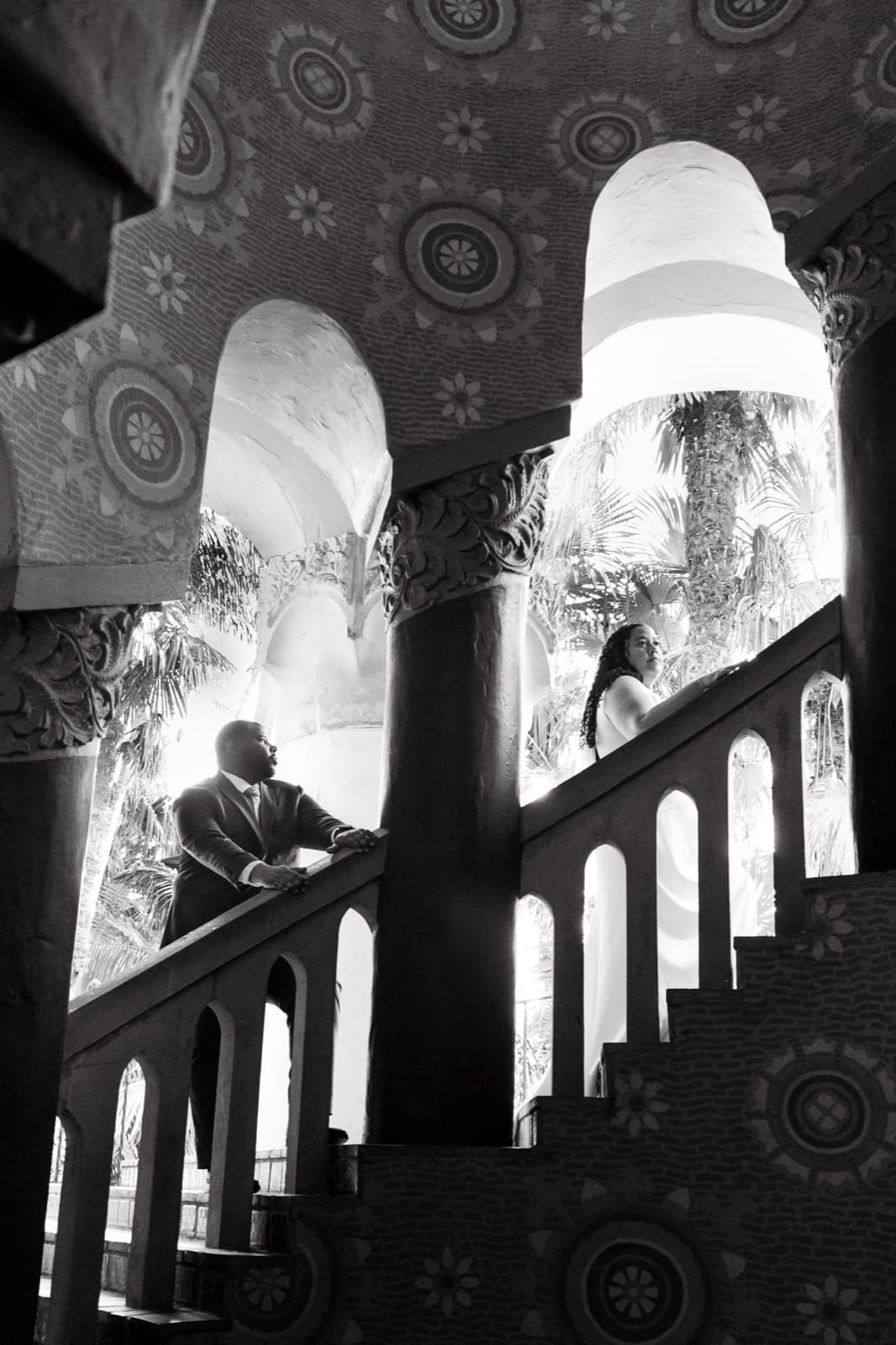 Black and white — the arcade of the Santa Barbara courthouse